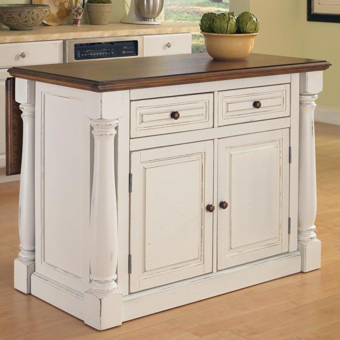Home Styles Monarch Kitchen Island with Adjustable Wood Top and Sliding